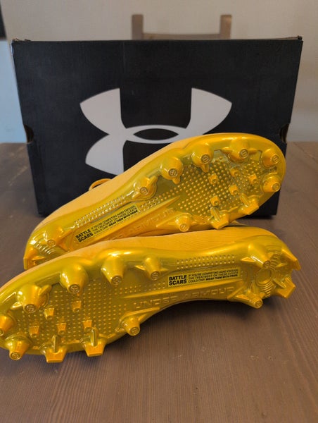 Yellow Under Armour Suede Football Cleats Spotlight Pro Suede