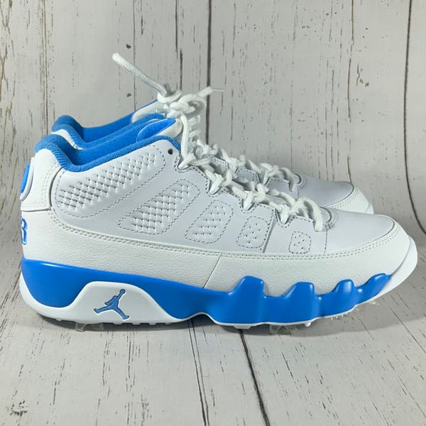 Nike Air Jordan 9 UNC White University Blue Golf Shoes Cleats