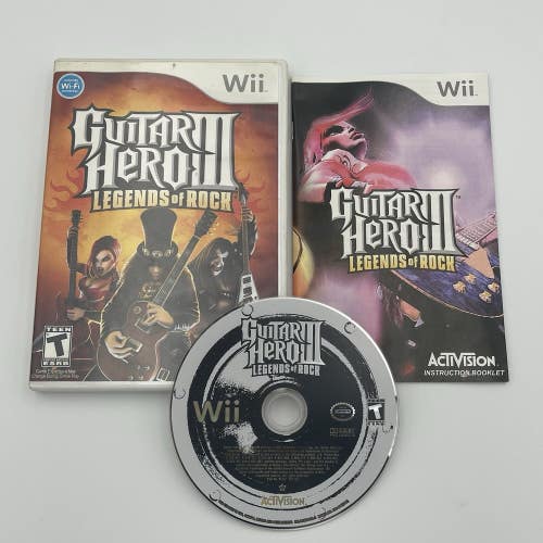 Guitar Hero III: Legends of Rock (Nintendo Wii) CIB Complete With Manual
