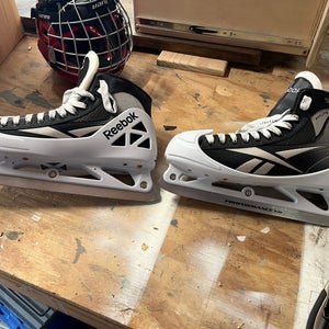 Side 12 Reebok goalie skates. Sharpened and wore 1 time. Incorrect size purchased.