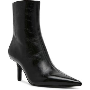 Steve Madden Alston Boots Women 9.5 Black Leather Pointed Toe Ankle Bootie PQ303