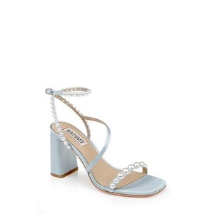 Badgley Mischka Jordyn Sandals Women's 9 Mist Blue Ankle Strap Block Heel PQ313