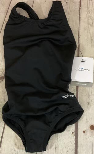 Womens Dolfin Black Performance One Piece Open Back Full Range Of Motion Lined