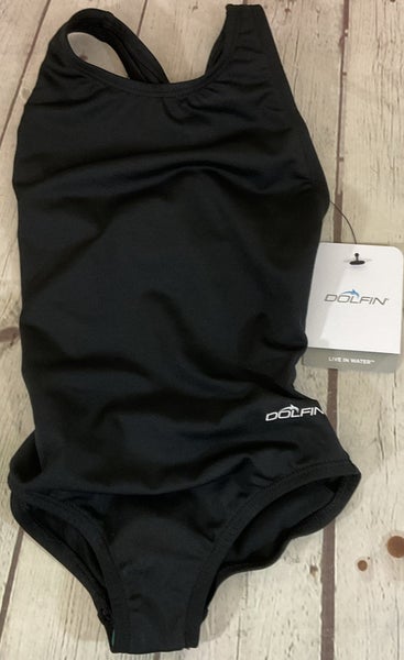 Womens Dolfin Black Performance One Piece Open Back Full Range Of Motion Lined