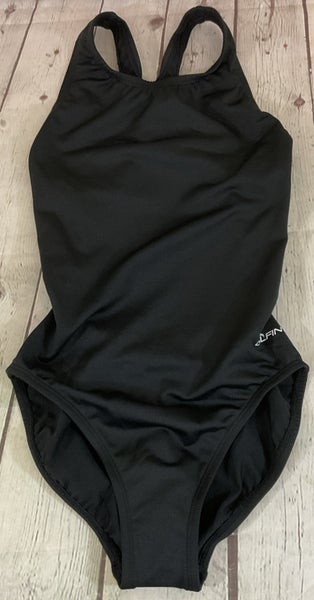 Dolfin Womens Lined One Piece Open Back Performance Swimsuit Size 30 Black