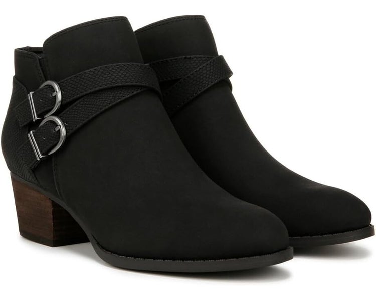 LifeStride Blaire Boots Womens US 8 Black Leather Pointed Toe Ankle Bootie PQ357