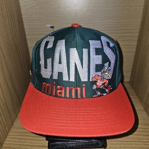 NEW Vintage 1990s University of Miami Hurricanes NCAA Big Logo Hat Cap Snapback