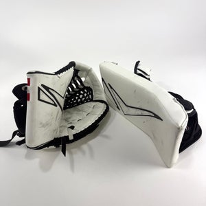 Used Regular White/Black Factory Modification Custom Goalie Glove and Blocker