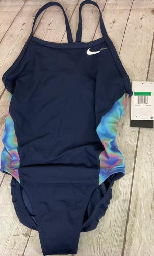 Nike Swim Hydrastrong Fabric Womens Size 30 One Piece Swim Suit Open Back