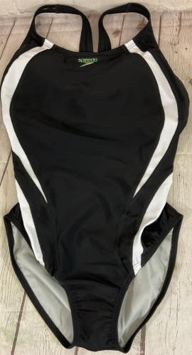 Speedo Womens One Piece Performance Swim Suit Chlorine Resistant Material Black