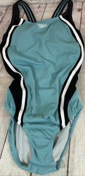 Speedo Womens One Piece Open Back Lined Swim Suit Size 6 UPF 50 Racing Cut