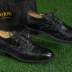FOOTJOY USA CLASSICS DRY MEN'S 10D GOLF SHOES WITH BAG, ALL BLACK ~ LOOK!!