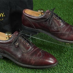 FOOTJOY CLASSICS OXFORD MEN'S 10B GOLF SHOES WITH BAG, BURGUNDY ~ LOOK!!