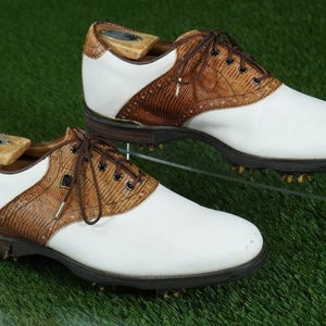 FOOTJOY ICON MEN'S 9M GOLF SHOES, WHITE / BROWN, 52006 ~ LOOK!!