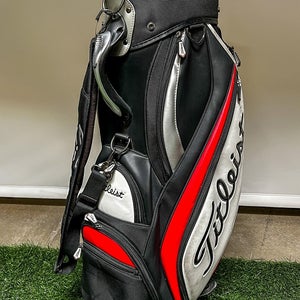 Used Titleist Mini Staff Golf Bag Black 6-way 9 Pockets W/ Rainhood