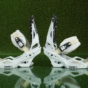 BURTON CARTEL EST SNOWBOARD BINDINGS WHITE, MEN'S SIZE LARGE ~ LOOK!!
