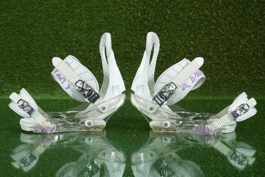 BURTON CITIZEN SNOWBOARD BINDINGS WHITE & PURPLE, WOMEN'S SIZE