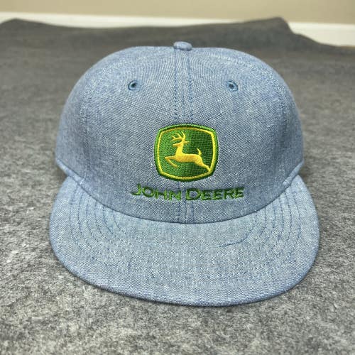 John Deere Hat Cap Snap Back Blue Linen Blend Embroidered Mens One Size Tractor