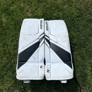 White Small Senior Bauer S27 Goalie Leg Pads