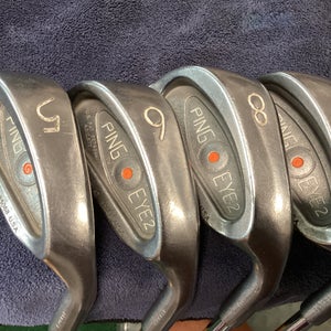 Men's Ping Eye 2 Right Handed Iron Set Regular Flex 4 Pieces Steel Shaft (Used); 5-6-8-9 RED DOT