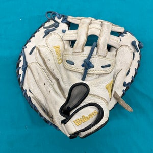 White Wilson A950 Right Hand Throw Catcher's Softball Glove 34" (Used)