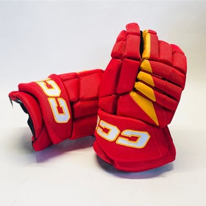New 14" CCM Jetspeed (CHL Pro Stock) Gloves - Red/Sunflower