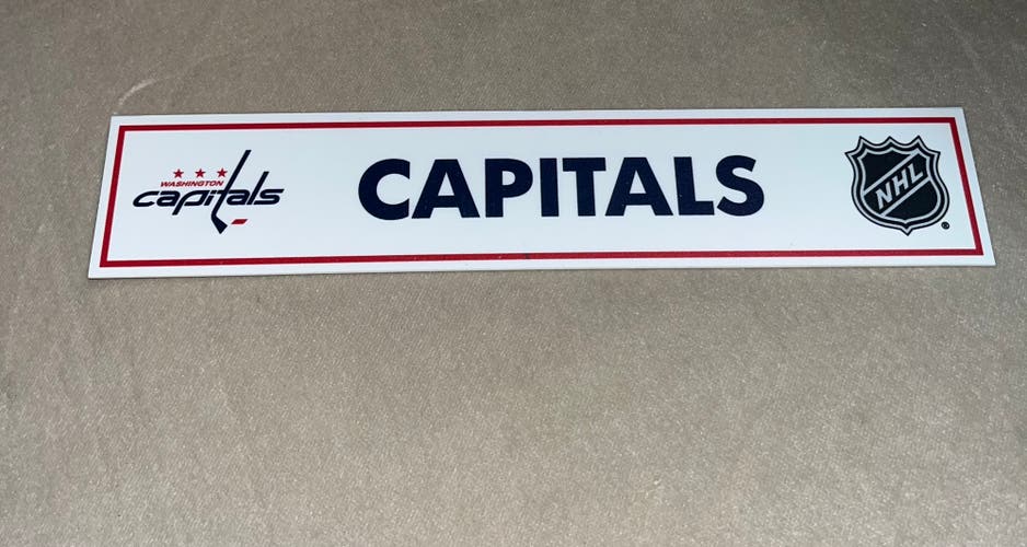 Washington Capitals Hockey Locker Room Tag Nameplate Team Used NHL White