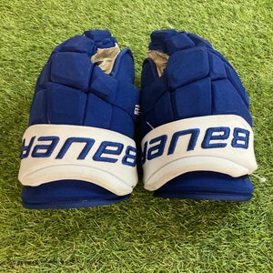 Blue Senior Bauer Supreme Ultrasonic Gloves 14" | Pro Stock "Bunting"