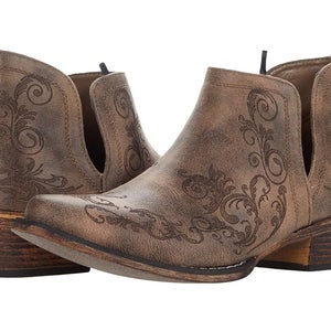 Roper Ava 09-021-1567-2639 Women 9 Brown Faux Leather Snip Toe Ankle Boots X2197