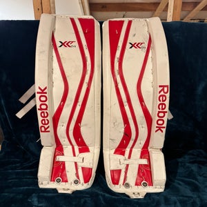 28+1" white/red Reebok XLT Goalie Leg Pads