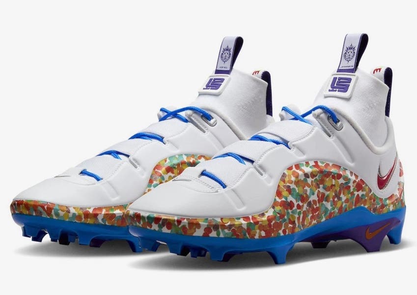 Size 10 Nike Lebron 4 Menace 3 Fruity Pebbles White Football Cleats FV8044-100 Nike LeBron IV Menace 3 Fruity Pebbles Football Cleats Men main image 4