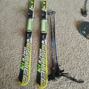 Kid's All Mountain 112 cm Fischer RC4 Race Skis With Bindings Max Din 10 (Used)