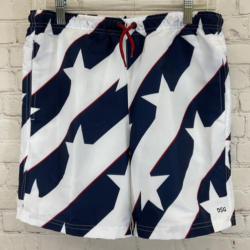 Boy's DAB14128PRT Athletic Fit Water Repellent Rec Shorts White Blue Red XL
