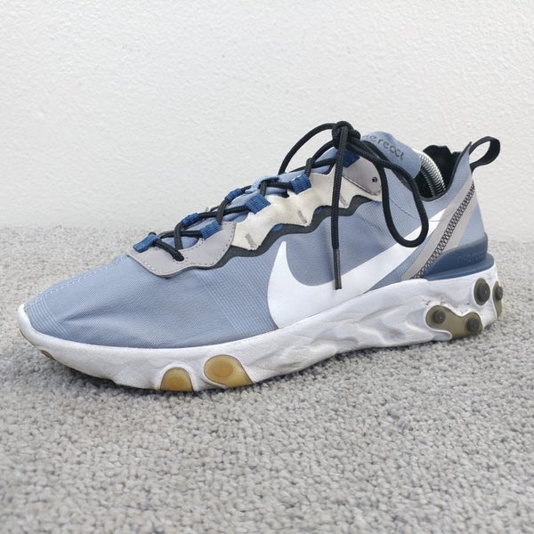 Nike React Element 55 Indigo Fog Mens Size 10 Running Shoes Blue BQ6166-402 Low