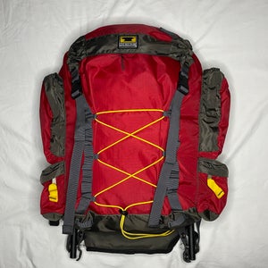 Vtg 1990s MOUNTAINSMITH Frame Hiking Camping Backpack Black / Yellow / Red