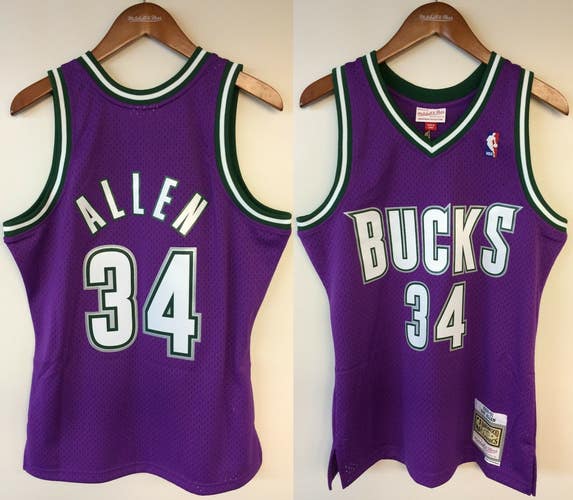 Ray Allen Milwaukee Bucks Mitchell & Ness NBA Authentic Jersey 2000-2001 Purple