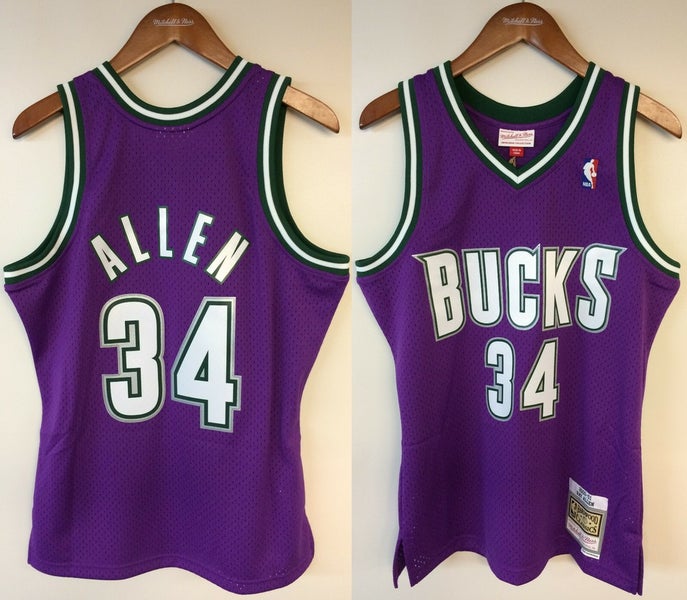 Ray Allen Milwaukee Bucks Mitchell & Ness NBA Authentic Jersey 2000-2001 Purple