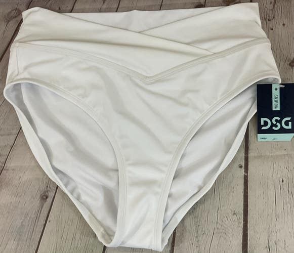 Womens Size L Large Swim Two Piece Bottoms High Waisted High Cut Pure White