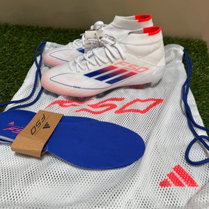 Adidas F50 Elite Mid FG Soccer Cleats White Blue Red ID9203 Women's Size 6 NEW