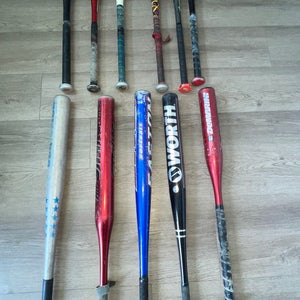 (Used) Eleven Youth Baseball Bats Varying Sizes