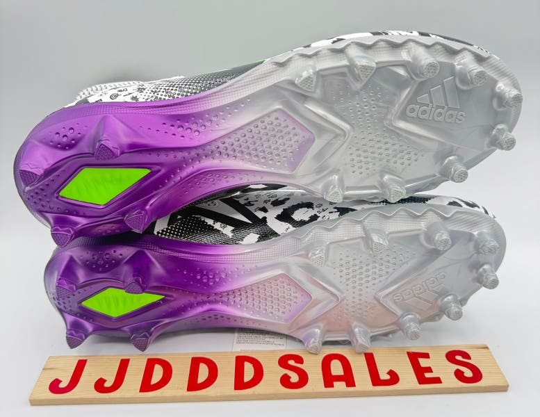 Adidas Freak Mid Football Cleats Mens 11 White Black Signal Green Purple Cleats Adidas Freak 23 Combine Bounce Mismatch Football Cleats  main image 3