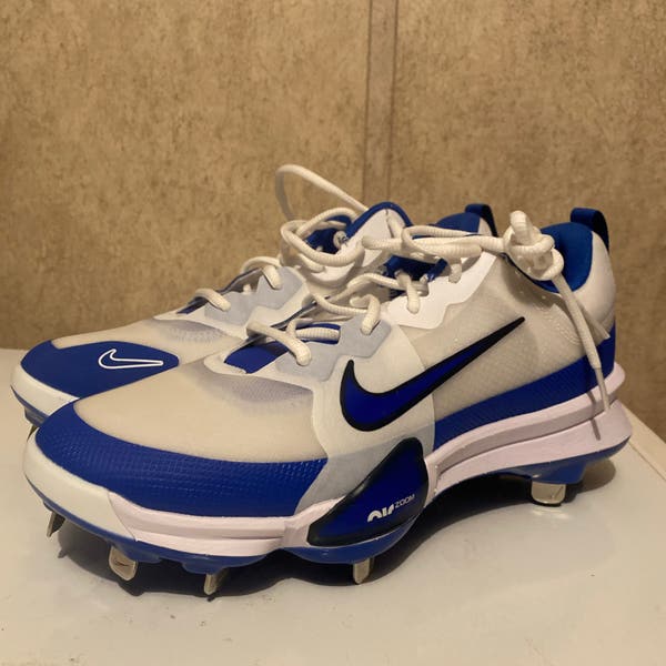 Nike Force Zoom Trout 9 White Royal Metal Baseball Cleats  display picture 1