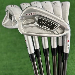 Ping Anser Forged Iron Set 4-W / KBS $-Taper Black 120 Stiff +1/2