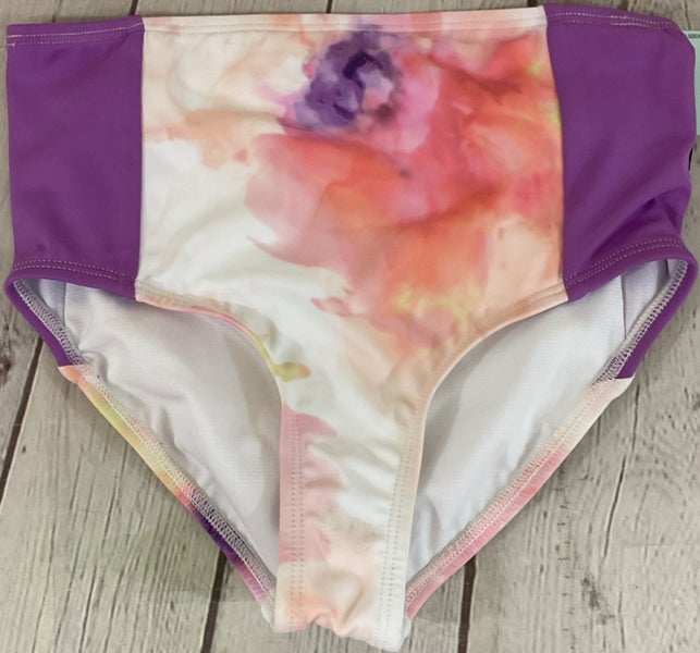Girls Size Small 6-8 High Waist Swim Bottoms 50 UV Sun Protection Inky Overdyed