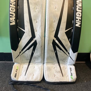 White & Black Youth Vaughn SLR4 Goalie Leg Pads (Used) | 24" +2"