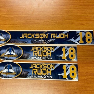 USHL Sioux Falls Stampede Game-used Hockey Locker Plates Jackson Rudh