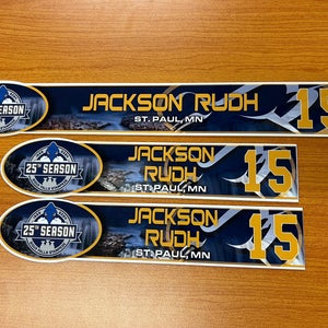 USHL Sioux Falls Stampede Game-used Hockey Locker Plates Jackson Rudh #15