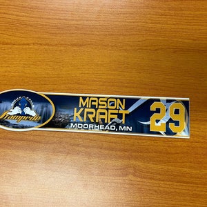 USHL Sioux Falls Stampede Game-used Hockey Locker Plates Mason Kraft
