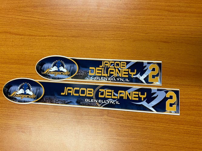 USHL Sioux Falls Stampede Game-used Hockey Locker Plates Jacob Delaney