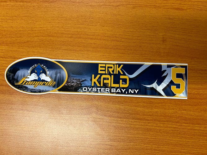 USHL Sioux Falls Stampede Game-used Hockey Locker Plates Erik Kald